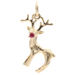 14KT Yellow Gold 0.03 ctw Lab Created Rudy Rudolph Reindeer Christmas Pendant 