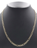 Classic 10KT Yellow Gold 5.3mm Hollow Figaro Chain Necklace 23" Air Solid 5.33g