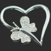 Estate Sterling Silver Butterfly Heart 0.01 ctw Round Diamond Accent Pendant 