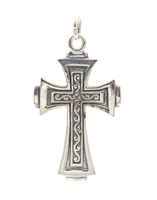 Estate 1.7" Sterling Silver 925 Dogwood Flower Cross Necklace Pendant - 3.9g