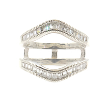 Sterling Silver 925 17.3mm Channel Set Baguette Cut Size 7 Ring Guard - 4.47g