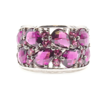 Women's Sterling Silver 925 Round and Pear Cut Purple CZ Cluster Statement Ring 