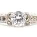 Estate Sterling Silver Round CZ Solitaire & Black Rhinestone Engagement Ring