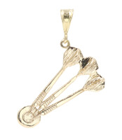 High Shine 14KT Yellow Gold Detailed 3 Dart / Dart Set 26.6mm Necklace Pendant 