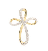 Women's 0.16 Ctw Round Diamond 10KT Yellow Gold 0.7" Infinity Cross Pendant 0.9g