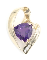 Freeform 3.60 Ct Trilliant Amethyst & Diamond 14KT Gold 1.1" Slide Pendant 6.56g