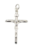 High Shine Sterling Silver (925) Inri Crucifix Cross 1.6" Necklace Pendant 3.4g