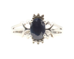 Estate Oval Cut 0.65 ctw Natural Sapphire Sterling Silver Women's Ring - 2.09g