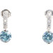 Sterling Silver Thin Bar with Round Cut Light Blue CZ 16.4mm Stud Earrings