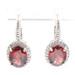 Sterling Silver Simulated Oval Cut Garnet and Round CZ Women's Dangle Earrings