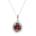 Sterling Silver Simulated Oval Cut Garnet and Round CZ 16" to 18" Adj. Necklace 