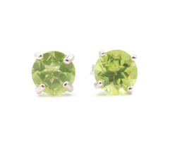 Women's 1.60 ctw Round Cut Lab Created Peridot Sterling Silver 925 Stud Earrings