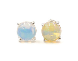Women's 0.68 ctw Round Cabochon Simulated Opal Sterling Silver Stud Earrings