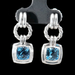 David Yurman Renaissance Blue Topaz Cushion Cut Sterling Silver Drop Earrings 