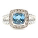 David Yurman Petite Albion Ring Sterling Silver with Blue Topaz and Diamonds 