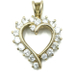 Women's Estate Sterling Silver Gold Tone Heart Necklace Pendant with Round CZs