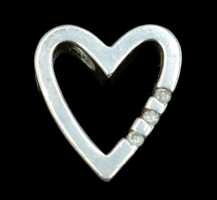 Women's Estate Sterling Silver 0.04 ctw Round Diamond Sliding Heart Pendant  