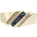 Men's Diagonal 0.40 Ctw Lab-Created Sapphire & Natural Diamond 14KT Gold Ring