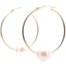 1.2" 14KT Yellow Gold Round Hoop Earring with 9.1mm White Cultured Pearls - 1.2g