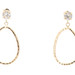 Women's 10KT Yellow Gold Round CZ Oval Diamond-Cut Hoop Drop Earrings 32.1mm