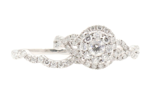 Double Halo 1.30 Ctw Round Diamond 14KT White Gold Twisted Wedding Ring Set 5.0g