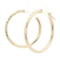 1" Diamond Cut 14KT Yellow Gold High Shine Round Hoop Earrings - 1.24g by JCM