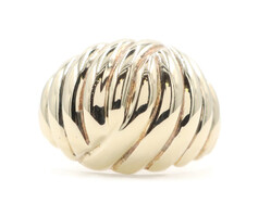 Estate 10KT Yellow Gold Curved 15.9mm Shrimp Style Dome Statement Ring - 5.24g