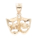 High Shine 14KT Yellow Gold Drama Theater Mask 18.9mm Necklace Pendant LH - 1.3g