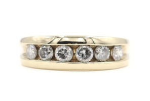 Estate 6-Stone 0.90 Ctw Round Diamond 10KT Yellow Gold Wedding Band Ring GLR 6g