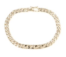 Heavy 14KT Yellow Gold 6.2mm Wide Flat Curb Link Chain Bracelet 8 1/4" - 25.50g