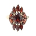 4.45 Ctw Oval, Marquise & Pear Cut Garnet Cluster 10KT Ring w/ Diamond Accents