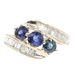 0.98 Ctw Round Lab-Created Sapphires & Baguette Diamond 14KT Gold Bypass Ring 