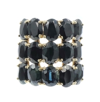 20.0 Ctw Oval Cut Natural Sapphire 10KT Yellow Gold 21mm Cluster Cocktail Ring