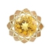 4.42 Ct Round Cut Citrine & Orange Enamel 18.6mm 10KT Yellow Gold Cocktail Ring