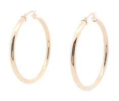 Women's Classic 10KT Yellow Gold Hollow 1.5" Hinged Hoop Estate Earrings by RL