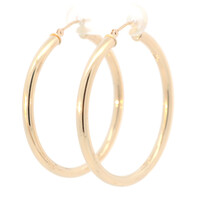 Women's Classic 10KT Yellow Gold Hollow 40mm Hinged Round Hoop Earrings by RL