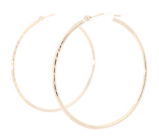 Large 37.5mm 10KT Yellow Gold Diamond Cut and Textured Round Hoop Earrings 
