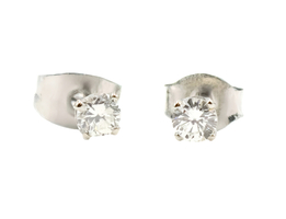 Solitaire 0.25 Ctw Round Cut Diamond 14KT White Gold 3.3mm Classic Stud Earrings
