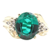 2.85 Ct Oval Lab-Created Emerald & Natural Diamond 10KT Gold Bypass Ring 4.16g
