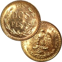 1945 Dos Pesos .0482 OZ Gold Coin