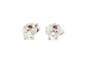 1/8 cttw Round Brilliant Diamond Solitaire Stud Earrings in 14KT White Gold