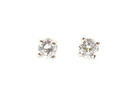 1/8 cttw Round Brilliant Cut Diamond 14KT White Gold Solitaire Stud Earrings