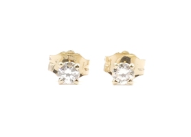 1/8 cttw Round Brilliant Diamond Solitaire Stud Earrings in 14KT Yellow Gold