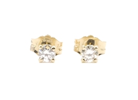 1/8 cttw Round Brilliant Diamond Solitaire Stud Earrings in 14KT Yellow Gold