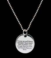 Sterling Silver Christopher Robin Quote "Promise Me.." 925 Necklace Pendant 6.2g