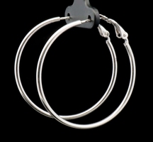 Classic Sterling Silver 1.5" Plain Large Women's 925 Round Hoop Earrings