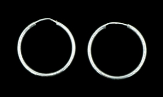 Classic Sterling Silver 1" Plain Medium Women's 925 Round Hoop Earrings - 1.4g