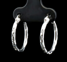 Classic 925 Sterling Silver 21mm Diamond Cut Women's Round Hoop Earrings - 2.1g