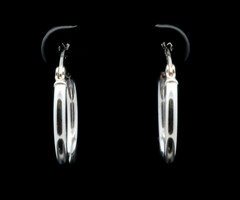 Classic 925 Sterling Silver 21mm Plain Medium Women's Round Hoop Earrings 