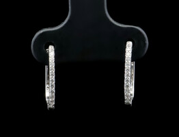 Sterling Silver 925 13.6mm Oval Round Cut Cubic Zirconia CZ Oval Hoop Earrings
